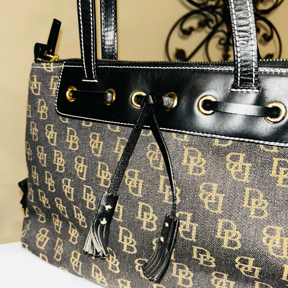 Classic Dooney & Bourke Black and Gold Monogram Tote